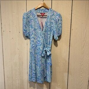 Lily Pulitzer Sallyn Short Sleeve Blue Wrap Dress Bombay Grooves Resort-NWT